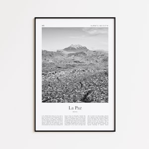 La Paz Black and White Print, La Paz Photo Poster, La Paz Travel Poster Gift, Bolivia Wall Art Print, Minimal Home Decor Print