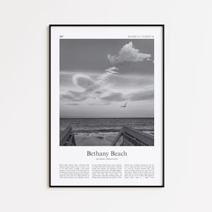 Bethany Beach Black and White Print, Bethany Beach Photo Poster, Bethany Beach Travel Poster Gift, Delaware, United States, USA