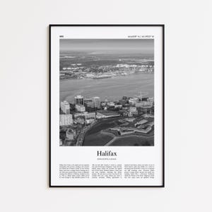 Halifax Black and White Print, Halifax Photo Poster, Halifax Travel Poster Gift, Nova Scotia, Canada Wall Art Print, Modern Travel Print