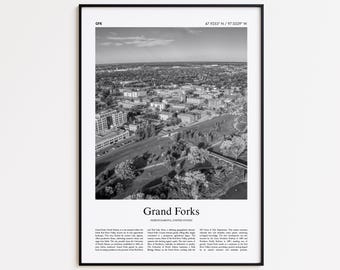 Grand Forks Black and White Print, Grand Forks Photo Poster, Grand Forks Travel Poster Gift, North Dakota, United States, USA Wall Art Print