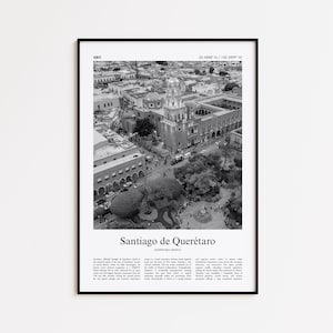Santiago de Querétaro Black and White Print, Santiago de Querétaro Photo Poster, Santiago de Queretaro Travel Poster Gift, Querétaro, Mexico