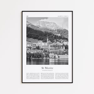 St Moritz Black and White Print, St Moritz Photo Poster, St Moritz Travel Poster Gift, Graubünden, Switzerland Wall Art Print