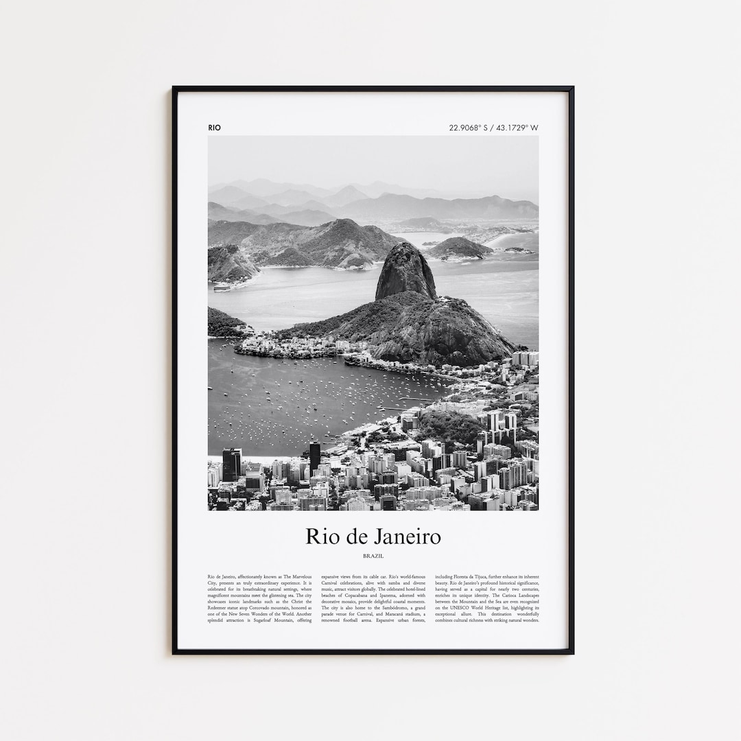 Rio De Janeiro Black and White Print, Rio De Janeiro Photo Poster