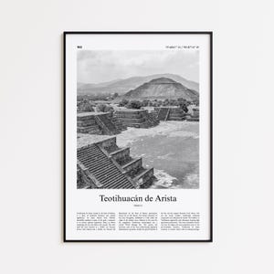 Teotihuacán de Arista Impresión en blanco y negro, Cartel fotográfico de Teotihuacán de Arista, Regalo de cartel de viaje de Teotihuacán de Arista, Estado de México