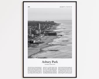 Asbury Park Black and White Print, Asbury Park Photo Poster, Asbury Park Travel Poster Gift, New Jersey, United States, USA Wall Art Print
