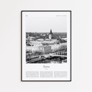 Tartu Black and White Print, Tartu Photo Poster, Tartu Travel Poster Gift, Estonia Wall Art Print, Minimal Home Decor Print
