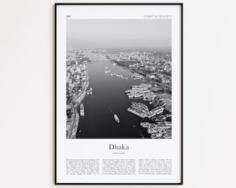 Dhaka Black and White Print, Dhaka Photo Poster, Dhaka Travel Poster Gift, Bangladesh Wall Art Print, Minimal Home Decor Print