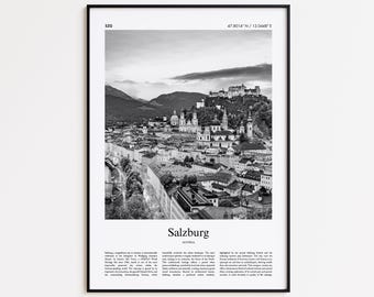 Salzburg Black and White Print, Salzburg Photo Poster, Salzburg Travel Poster Gift, Austria Wall Art Print, Minimal Home Decor Print