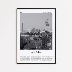 Ann Arbor Black and White Print, Ann Arbor Photo Poster, Ann Arbor Travel Poster Gift, Michigan, United States, USA Wall Art Print