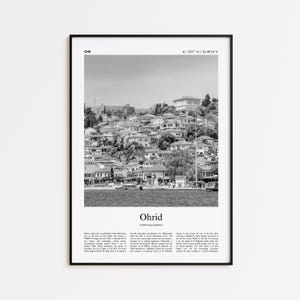 Ohrid Black and White Print, Ohrid Photo Poster, Ohrid Travel Poster Gift, North Macedonia Wall Art Print, Minimal Home Decor Print
