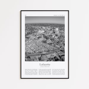 Lafayette Black and White Print, Lafayette Photo Poster, Lafayette Travel Poster Gift, Louisiana, United States, USA Wall Art Print