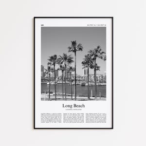 Long Beach Black and White Print, Long Beach Photo Poster, Long Beach Travel Poster Gift, California, United States, USA Wall Art Print