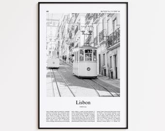Lissabon zwart-wit print, Lissabon fotoposter, Lissabon reisposter cadeau, Portugal Wall Art Print, Minimal Home Decor Print