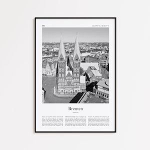 Bremen Black and White Print, Bremen Photo Poster, Bremen Travel Poster Gift, Germany Wall Art Print, Minimal Home Decor Print