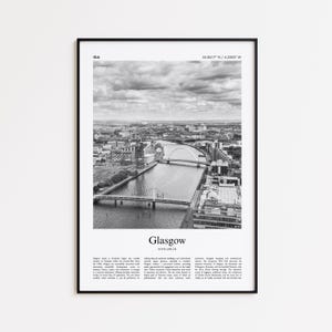 Glasgow Black and White Print, Glasgow Photo Poster, Glasgow Travel Poster Gift, United Kingdom Wall Art Print, Minimal Home Decor Print