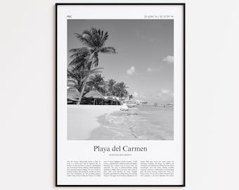 Playa del Carmen Black and White Print, Playa del Carmen Photo Poster, Playa del Carmen Travel Poster Gift, Quintana Roo, Mexico
