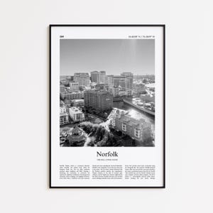 Norfolk Black and White Print, Norfolk Photo Poster, Norfolk Travel Poster Gift, Virginia, United States, USA Wall Art Print