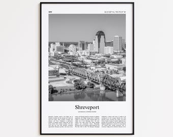 Shreveport Black and White Print, Shreveport Photo Poster, Shreveport Travel Poster Gift, Louisiana, United States, USA Wall Art Print