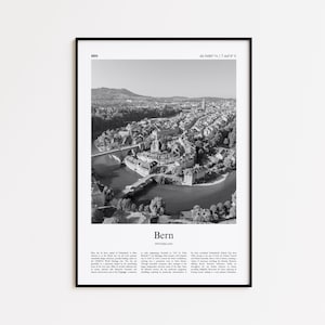 Bern Black and White Print, Bern Photo Poster, Bern Travel Poster Gift, Switzerland Wall Art Print, Minimal Home Decor Print