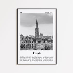 Impression noir et blanc de Bruxelles, affiche photo de Bruxelles, cadeau d&#39;affiche de voyage de Bruxelles, impression d&#39;art mural Belgique, impression minimaliste de décoration d&#39;intérieur