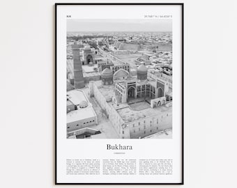 Bukhara Black and White Print, Bukhara Photo Poster, Bukhara Travel Poster Gift, Uzbekistan Wall Art Print, Minimal Home Decor Print