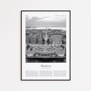 Madison Black and White Print, Madison Photo Poster, Madison Travel Poster Gift, Wisconsin, United States, USA Wall Art Print