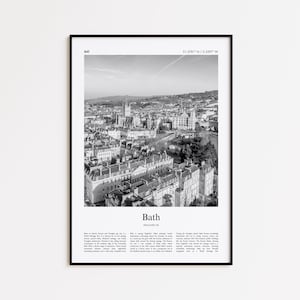 Bath Black and White Print, Bath Photo Poster, Bath Travel Poster Gift, Somerset, United Kingdom Wall Art Print, Minimal Home Decor Print