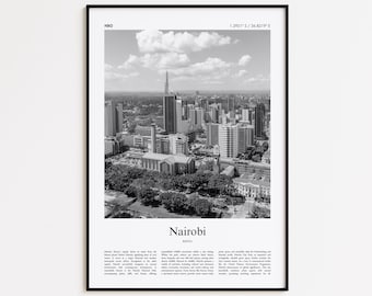 Nairobi Black and White Print, Nairobi Photo Poster, Nairobi Travel Poster Gift, Kenya Wall Art Print, Minimal Home Decor Print