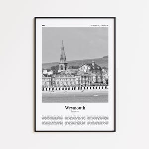 Weymouth Black and White Print, Weymouth Photo Poster, Weymouth Travel Poster Gift, United Kingdom Wall Art Print, Minimal Home Decor Print