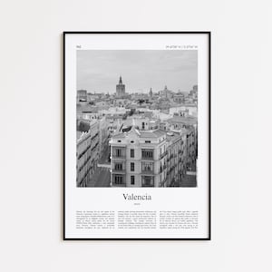 Valencia Black and White Print, Valencia Photo Poster, Valencia Travel Poster Gift, Spain Wall Art Print, Minimal Home Decor Print