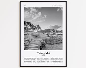 Chiang Mai Schwarz Weiß Druck, Chiang Mai Foto Poster, Chiang Mai Reise Poster Geschenk, Thailand Wand Kunst, Minimal Home Decor Druck