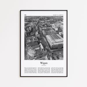 Wigan Schwarzweiß Druck, Wigan Foto Poster, Wigan Reise Poster Geschenk, Vereinigtes Königreich Wand Kunst Druck, Minimal Home Decor Druck