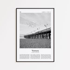 Ventura Black and White Print, Ventura Photo Poster, Ventura Travel Poster Gift, California, United States, USA Wall Art Print