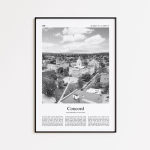 Concord Black and White Print, Concord Photo Poster, Concord Travel Poster Gift, New Hampshire, United States, USA Wall Art Print