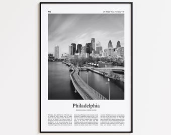 Philadelphia Black and White Print, Philadelphia Photo Poster, Philadelphia Travel Poster Gift, Pennsylvania, United States, USA