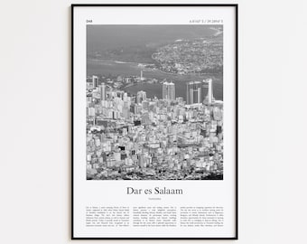 Dar es Salaam Black and White Print, Dar es Salaam Photo Poster, Dar es Salaam Travel Poster Gift, Tanzania Wall Art Print, Home Decor Gift
