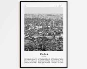 Ibadan Black and White Print, Ibadan Photo Poster, Ibadan Travel Poster Gift, Oyo, Nigeria Wall Art Print, Minimal Home Decor Print