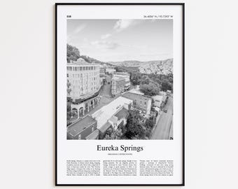 Eureka Springs zwart-wit print, Eureka Springs fotoposter, Eureka Springs reisposter cadeau, Arkansas, Verenigde Staten, VS