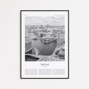 Salford Black and White Print, Salford Photo Poster, Salford Travel Poster Gift, United Kingdom Wall Art Print, Minimal Home Decor Print