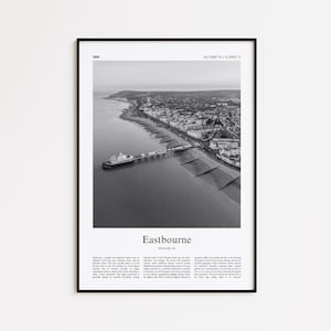 Eastbourne Black and White Print, Eastbourne Photo Poster, Eastbourne Travel Poster Gift, United Kingdom Wall Art Print, Modern Travel Print