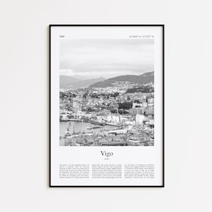 Vigo Schwarz Weiß Druck, Vigo Foto Poster, Vigo Reise Poster Geschenk, Spanien Wand Kunst, Minimal Home Decor Druck