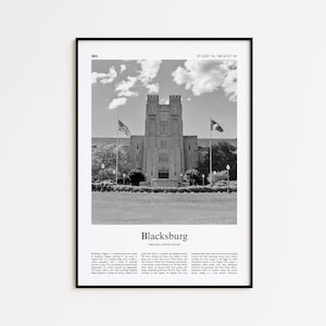 Blacksburg Black and White Print, Blacksburg Photo Poster, Blacksburg Travel Poster Gift, Virginia, United States, USA Wall Art Print