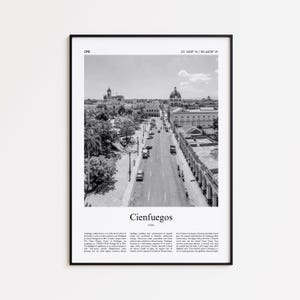 Cienfuegos Black and White Print, Cienfuegos Photo Poster, Cienfuegos Travel Poster Gift, Cuba Wall Art Print, Minimal Home Decor Print