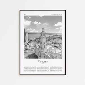 Veracruz Black and White Print, Veracruz Photo Poster, Veracruz Travel Poster Gift, Mexico Wall Art Print, Minimal Home Decor Print