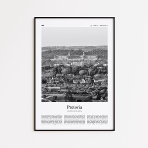 Pretoria Black and White Print, Pretoria Photo Poster, Pretoria Travel Poster Gift, Gauteng, South Africa Wall Art Print, Home Decor Gift