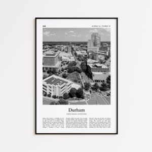 Durham Black and White Print, Durham Photo Poster, Durham Travel Poster Gift, North Carolina, United States, USA Wall Art Print