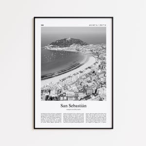 Impresión en blanco y negro de San Sebastián, póster fotográfico de San Sebastián, póster de viaje de San Sebastián, País Vasco, España
