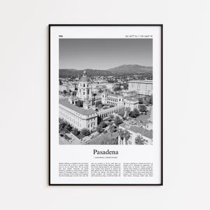 Pasadena Black and White Print, Pasadena Photo Poster, Pasadena Travel Poster Gift, California, United States, USA Wall Art Print