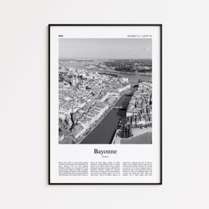 Bayonne Black and White Print, Bayonne Photo Poster, Bayonne Travel Poster Gift, France Wall Art Print, Minimal Home Decor Print