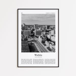 Wichita Black and White Print, Wichita Photo Poster, Wichita Travel Poster Gift, Kansas, United States, USA Wall Art Print, Home Decor Gift